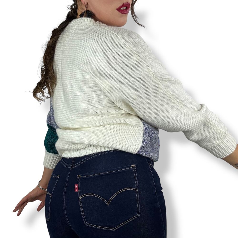 80's JACLYN SMITH funk knit cardigan sweater with metallic thread and beads - Picture 7 of 17